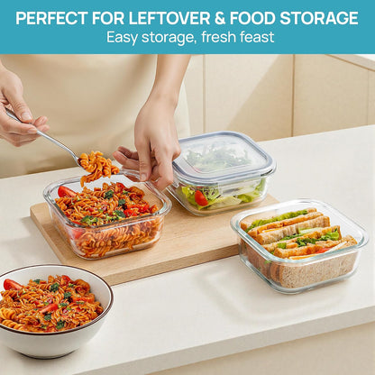 5Pack 22oz Glass Storage Containers with Lids, Grey
