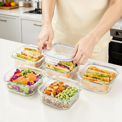 5Pack 22oz Glass Storage Containers with Lids, Grey
