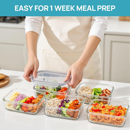 5Pack 22oz Glass Storage Containers with Lids, Grey