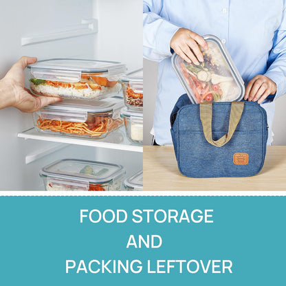 5Pack 22oz Glass Storage Containers with Lids, Grey