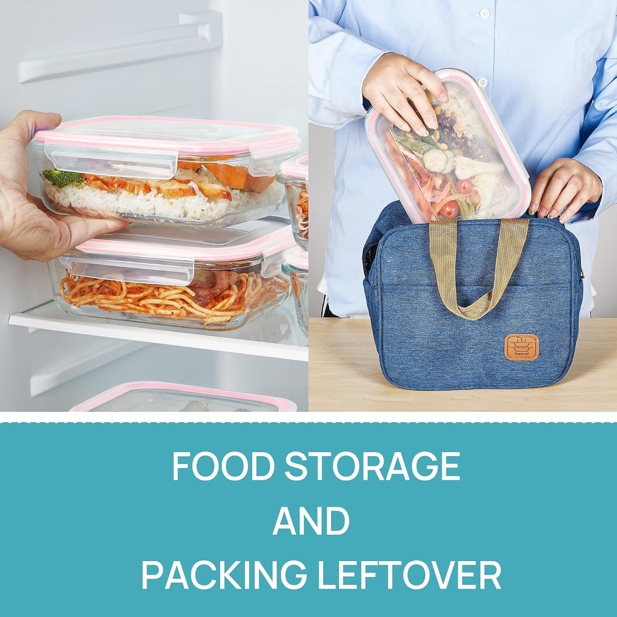 5Pack 22oz Glass Storage Containers with Lids, Grey