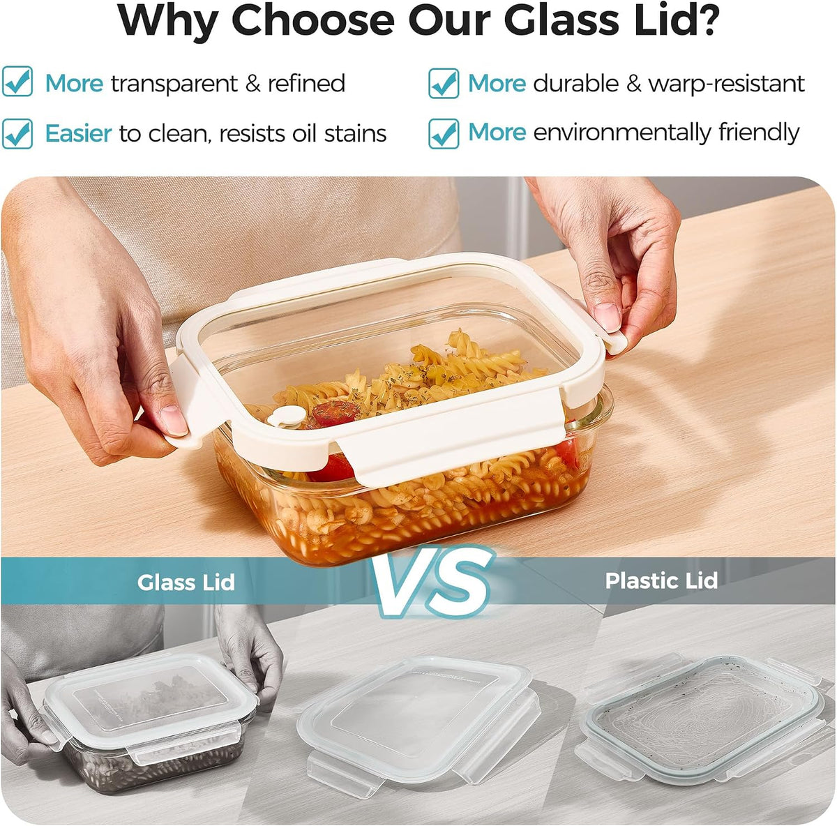 5Pack 22oz Glass Storage Containers with Lids, Grey