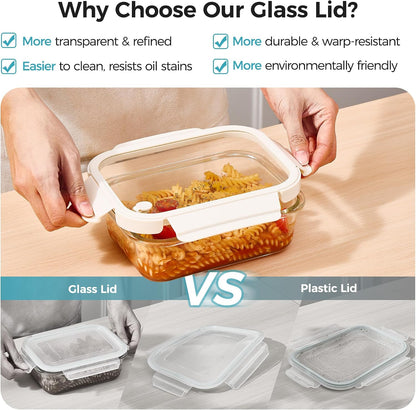 5Pack 22oz Glass Storage Containers with Lids, Grey