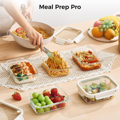5Pack 22oz Glass Storage Containers with Lids, Grey