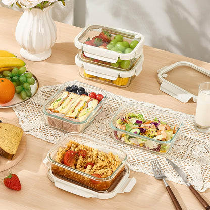 5Pack 22oz Glass Storage Containers with Lids, Grey