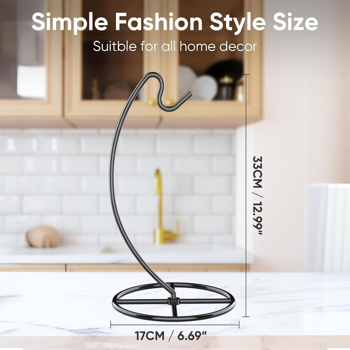 2 Pack Banana Holder, Banana Tree Stand Metal, Banana Stand Holder, Holds Up to 15LB Banana or Grape, Banana Rack for Kitchen Counter, Black