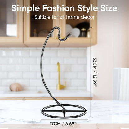 2 Pack Banana Holder, Banana Tree Stand Metal, Banana Stand Holder, Holds Up to 15LB Banana or Grape, Banana Rack for Kitchen Counter, Black