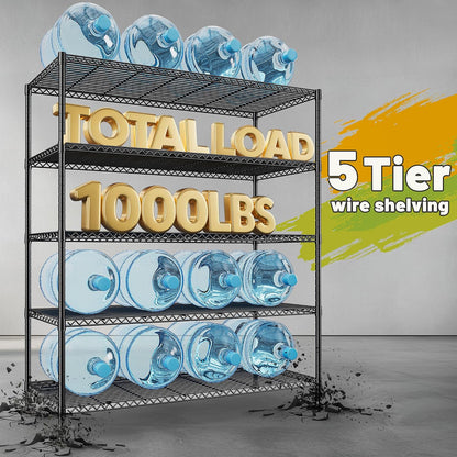 Heavy Duty 5-Tier Storage Shelves, 45.5''W for Kitchen Garage Retail