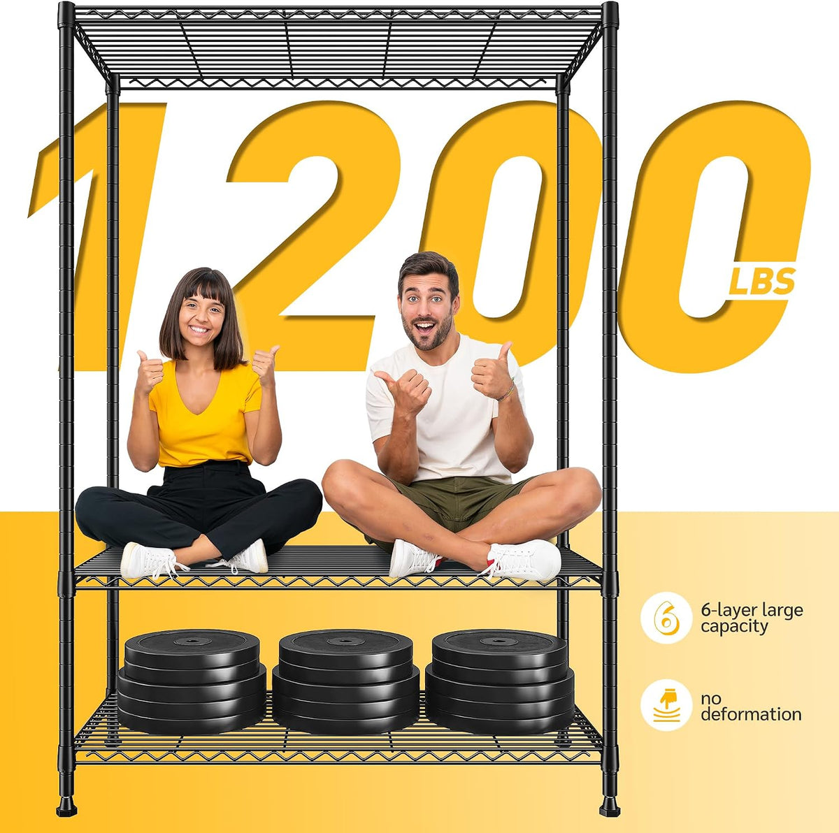 Heavy Duty 5-Tier Storage Shelves, 45.5''W for Kitchen Garage Retail