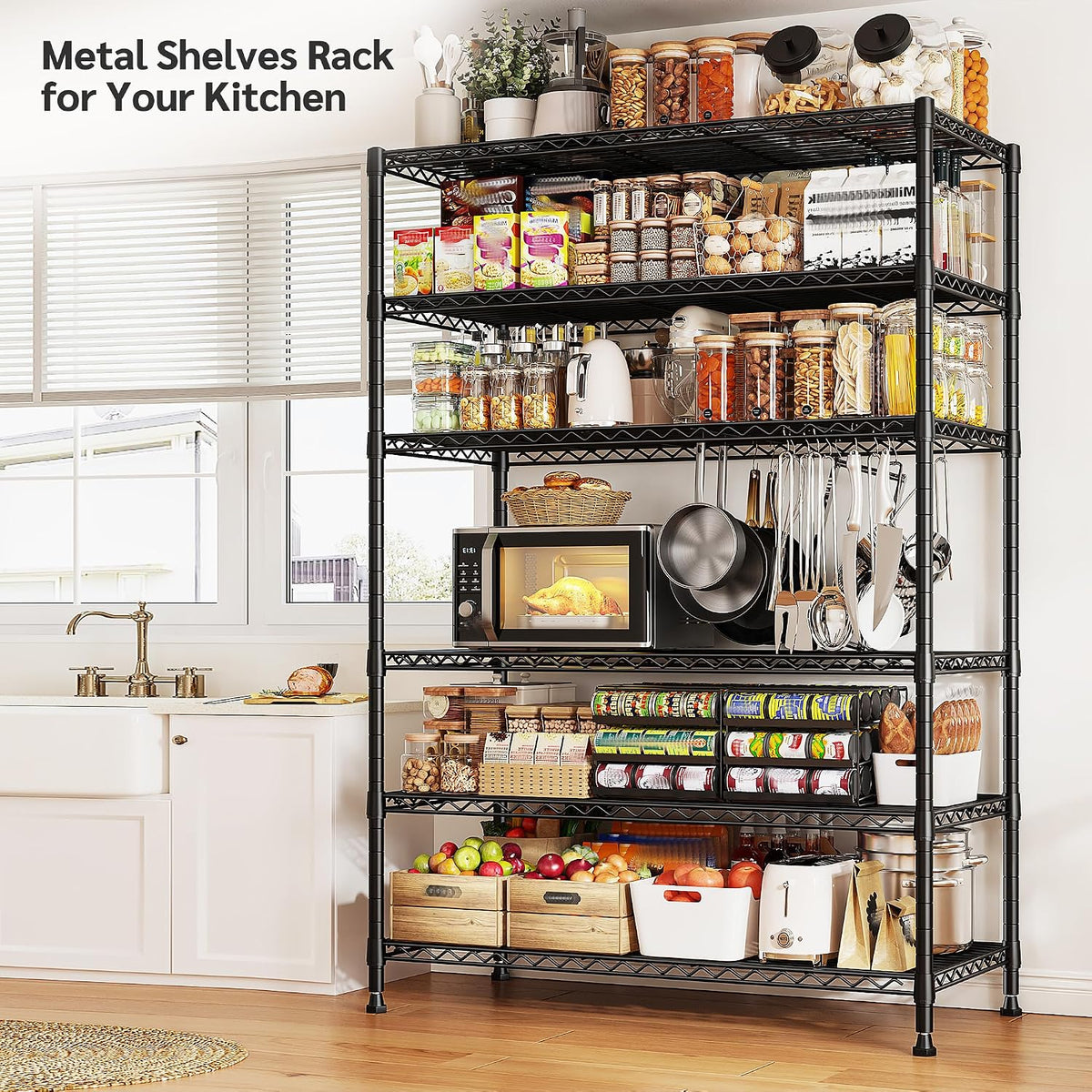 Heavy Duty 5-Tier Storage Shelves, 45.5''W for Kitchen Garage Retail