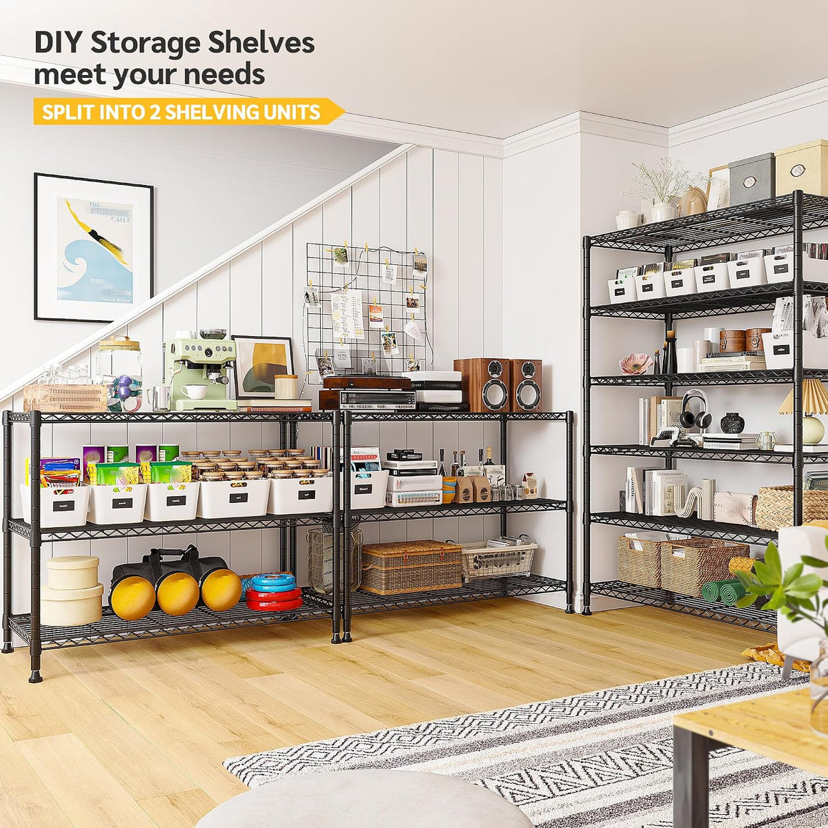 Heavy Duty 5-Tier Storage Shelves, 45.5''W for Kitchen Garage Retail