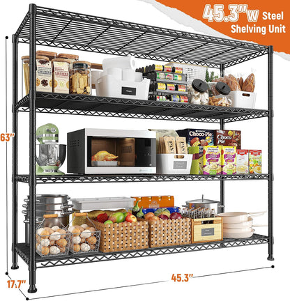 Heavy Duty 5-Tier Storage Shelves, 45.5''W for Kitchen Garage Retail