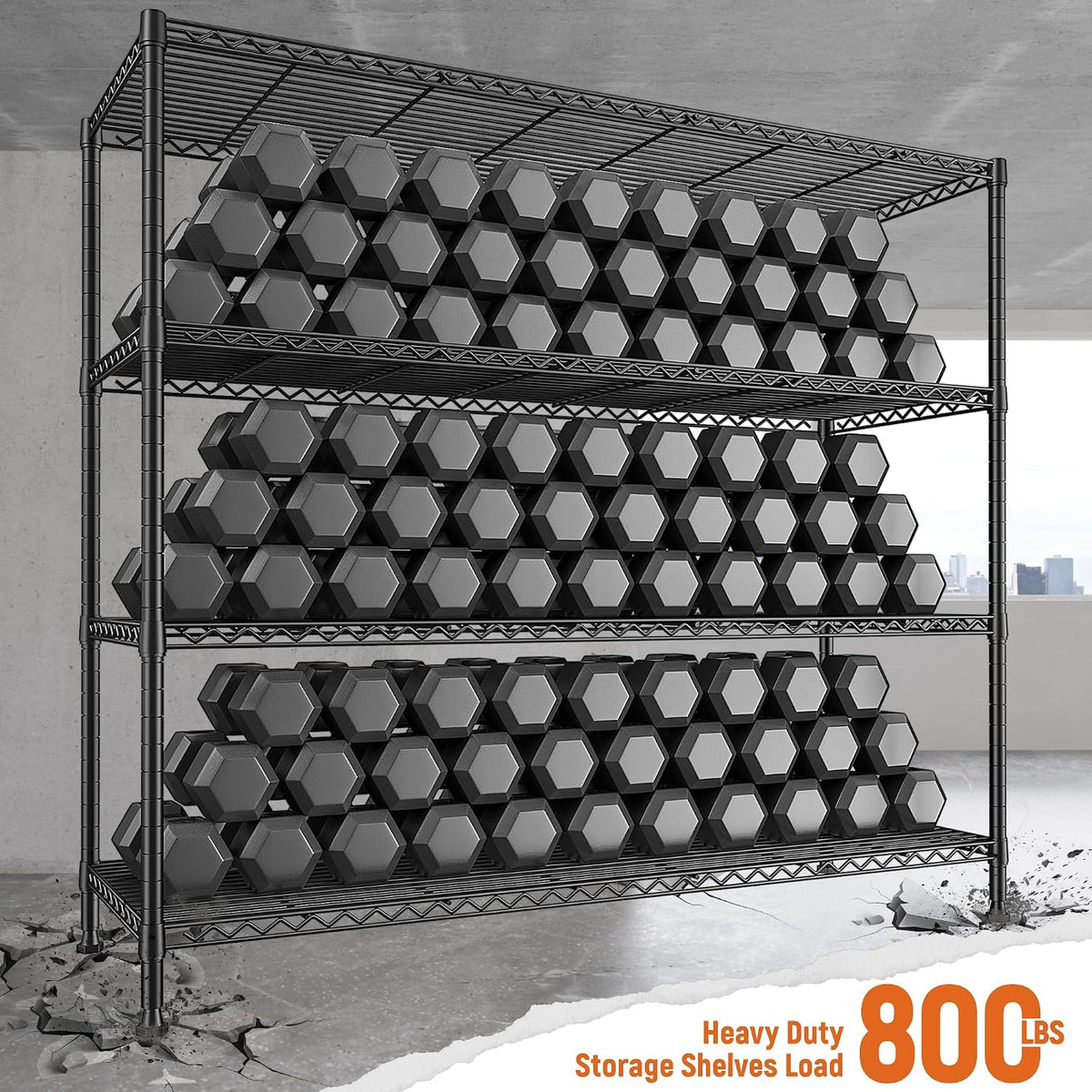 Heavy Duty 5-Tier Storage Shelves, 45.5''W for Kitchen Garage Retail