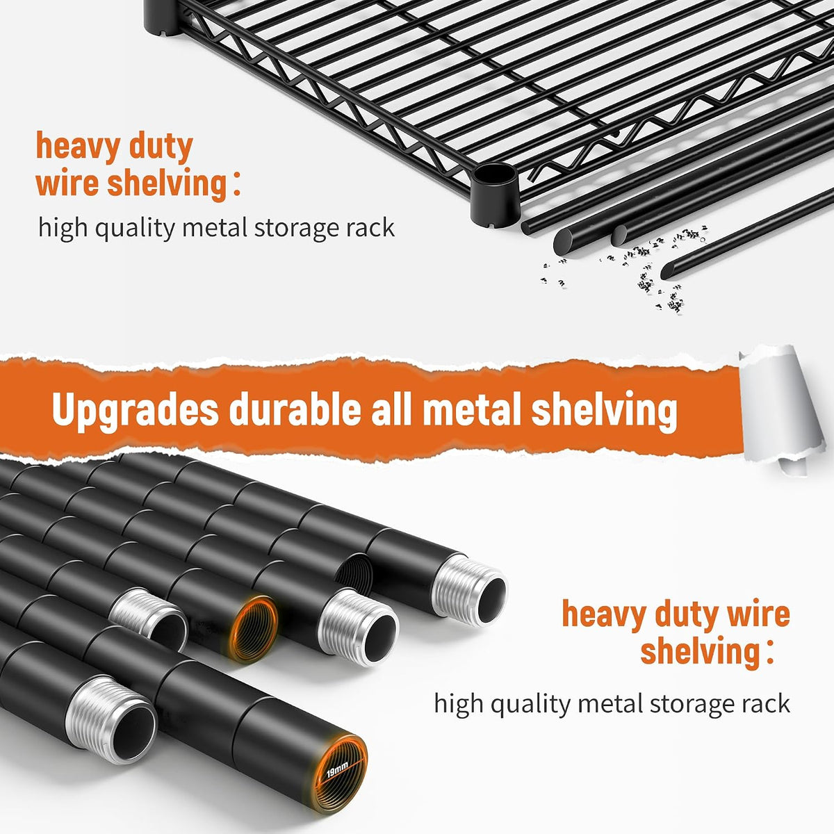 Heavy Duty 5-Tier Storage Shelves, 45.5''W for Kitchen Garage Retail