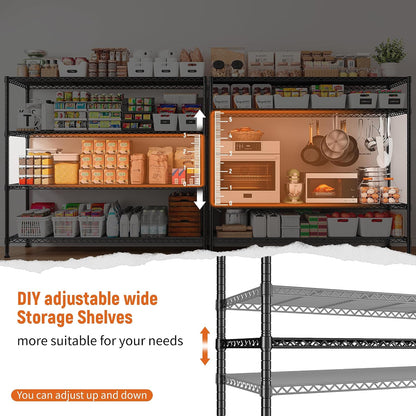 Heavy Duty 5-Tier Storage Shelves, 45.5''W for Kitchen Garage Retail