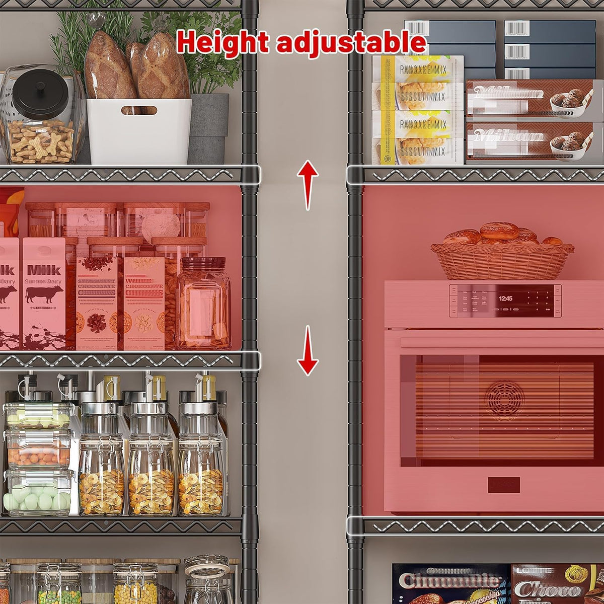 Heavy Duty 5-Tier Storage Shelves, 45.5''W for Kitchen Garage Retail