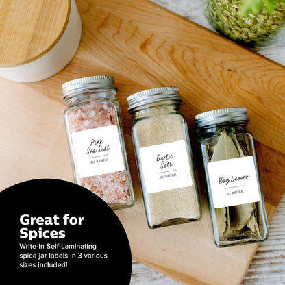 ThreeKin Waterproof Labels for Bottles and Containers - Custom Stickers - All-Purpose and Personalizable - Dishwasher, Freezer and Microwave Safe - BPA-Free - USA-Owned (Blank)