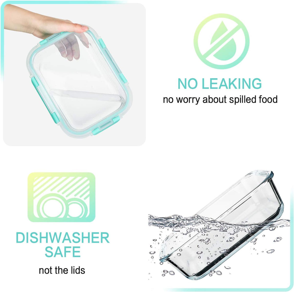30 Pieces Glass Food Storage Containers with Snap Locking Lids,Glass Meal Prep Containers Set - Airtight Lunch Containers, Microwave, Oven, Freezer and Dishwasher