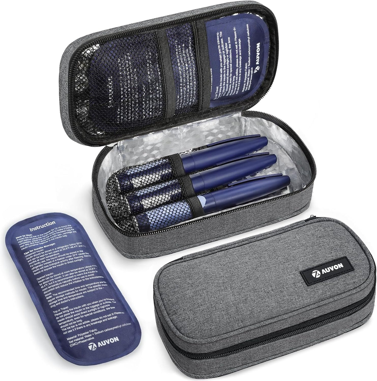 Insulin Cooler Travel Case, 2x160g TSA Approved Ice Packs, Portable | Diabetic Medication Cooler for Travel Holds 3-4 Insulin Pens and Diabetic Supplies Storage, Compact for Daily and Trips
