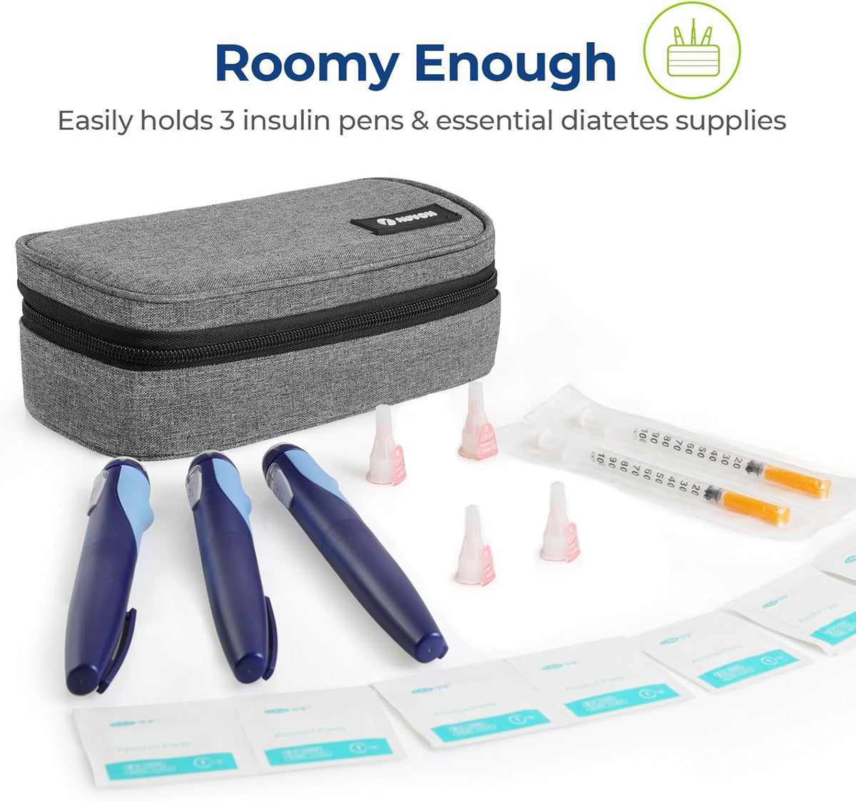 Insulin Cooler Travel Case, 2x160g TSA Approved Ice Packs, Portable | Diabetic Medication Cooler for Travel Holds 3-4 Insulin Pens and Diabetic Supplies Storage, Compact for Daily and Trips