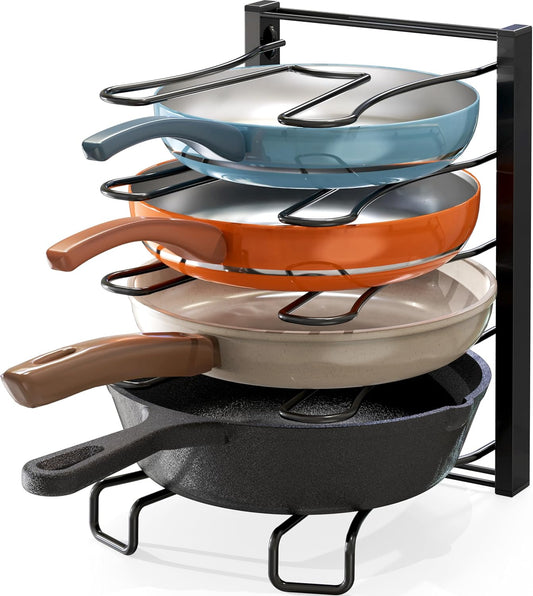 5 Compartments Height Adjustable Pan Organizer, Black