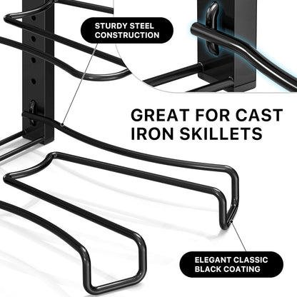 5 Compartments Height Adjustable Pan Organizer, Black