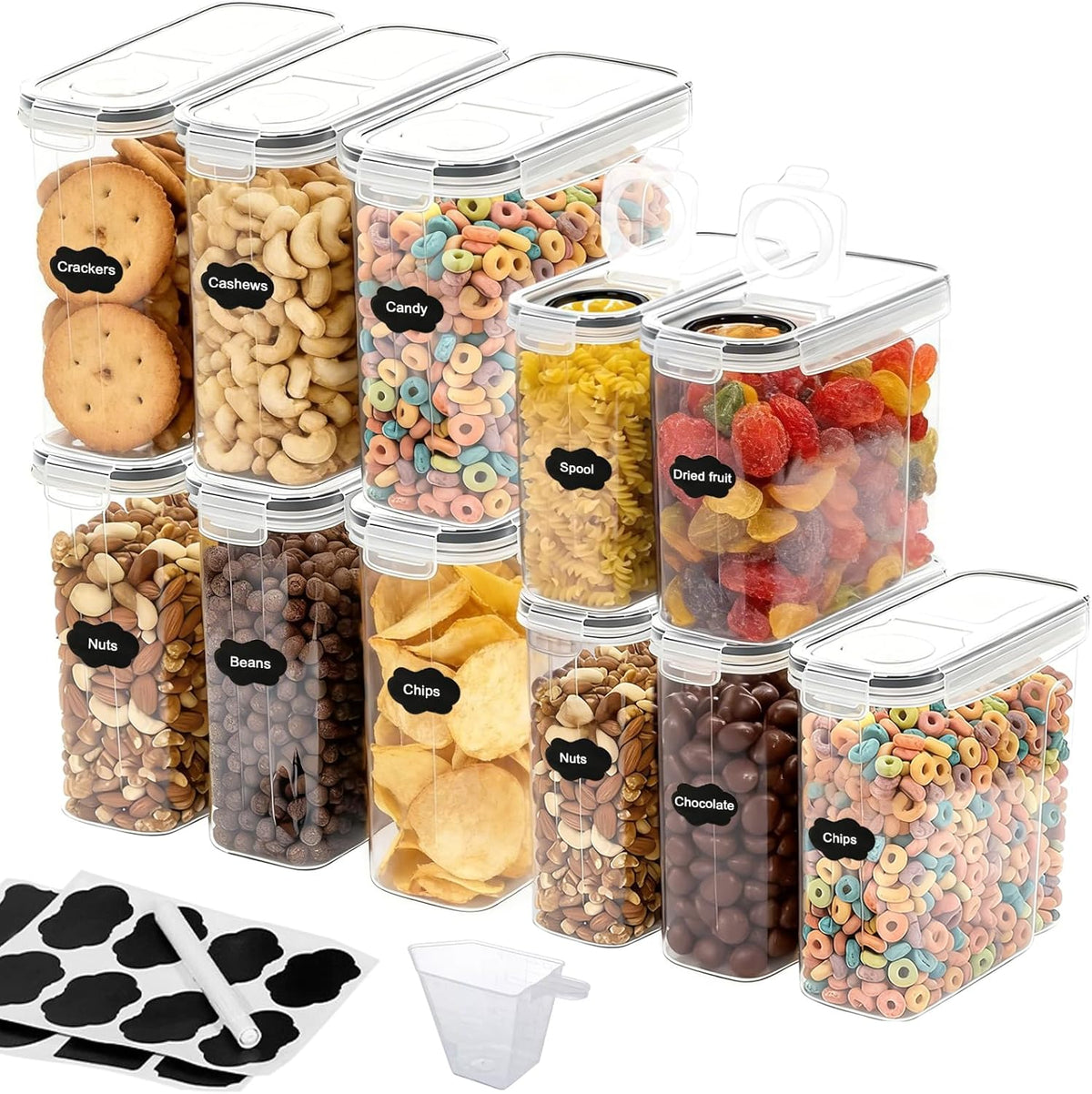 11 Pack Cereal Containers Storage Set (4L, 2.5L), Cereal Storage Containers with Pour Lids, Cereal Dispenser Pantry Organization Canister for Rice, Flour, Spaghetti, Oats,BPA Free, Leak Proof