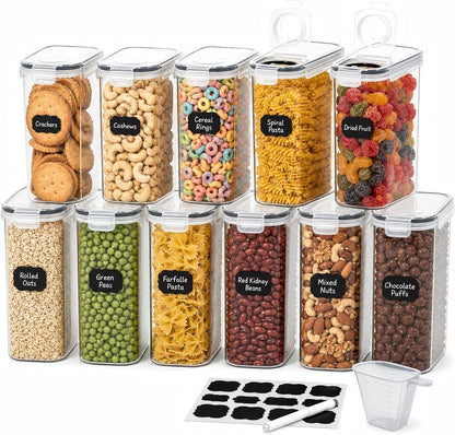 11 Pack Cereal Containers Storage Set (4L, 2.5L), Cereal Storage Containers with Pour Lids, Cereal Dispenser Pantry Organization Canister for Rice, Flour, Spaghetti, Oats,BPA Free, Leak Proof