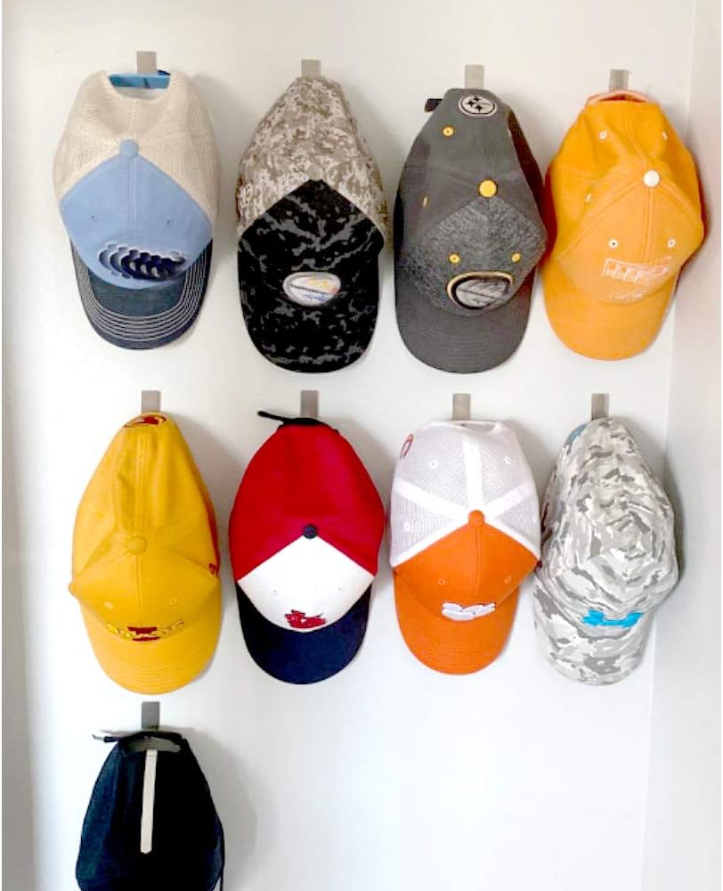 Small Adhesive Hooks Hat Hooks Organizer for Wall Stainless Steel Ultra Strong Wall Rack Hooks for Hanging Hats, Caps, Keys, Kitchen Utensils- Kitchen, Bathroom, Cabinet-20 Packs