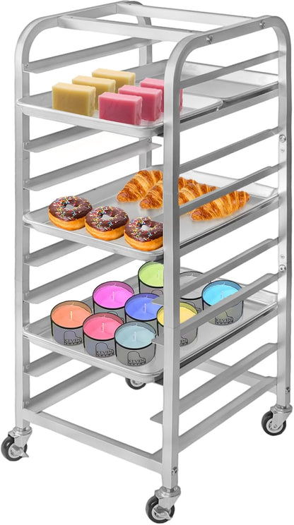 10-Tier Quarter & Half Sheet Pan Rack with Wheels for Home Use