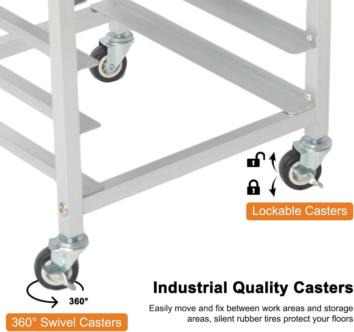 10-Tier Quarter & Half Sheet Pan Rack with Wheels for Home Use