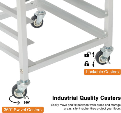 10-Tier Quarter & Half Sheet Pan Rack with Wheels for Home Use