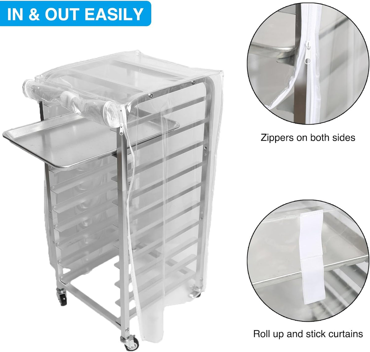 10-Tier Quarter & Half Sheet Pan Rack with Wheels for Home Use