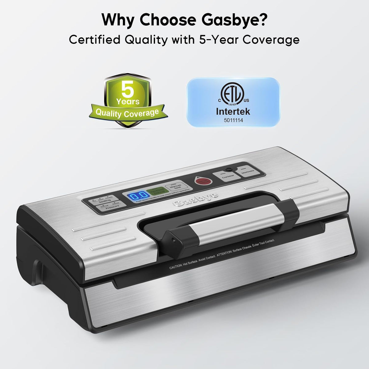 95kPa Precision Vacuum Sealer Machine, Double Heat Seal for Dry/Moist Food, Easy-Lock Handle, Built-in Bag Storage & Cutter, Progress Display, Pulse Mode, Removable Drip Tray, Silver