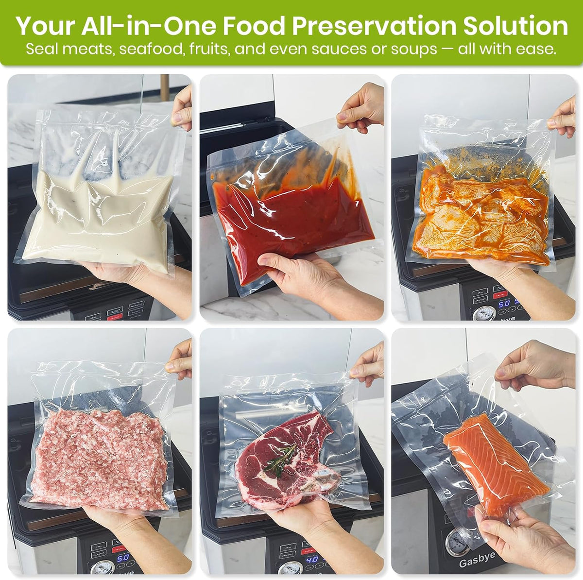 95kPa Precision Vacuum Sealer Machine, Double Heat Seal for Dry/Moist Food, Easy-Lock Handle, Built-in Bag Storage & Cutter, Progress Display, Pulse Mode, Removable Drip Tray, Silver