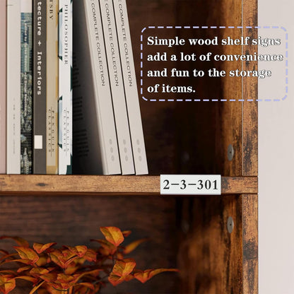 Shelf Label Holder, 50 Pack Wood Shelf Label Holders Plastic Shelf Label Clip Clear Shelf Sign with 50 Pack Label Inserts for Home Office Library Shelves