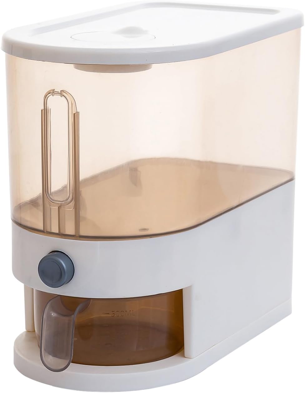 22 Lbs Rice Dispenser, Brown | Large Grain Container Storage, With Lid, Measuring Cylinder, Moisture Proof, For Kitchen Soybean Corn