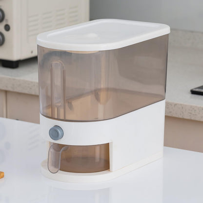 22 Lbs Rice Dispenser, Brown | Large Grain Container Storage, With Lid, Measuring Cylinder, Moisture Proof, For Kitchen Soybean Corn