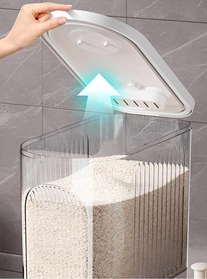 22 Lbs Rice Dispenser, Brown | Large Grain Container Storage, With Lid, Measuring Cylinder, Moisture Proof, For Kitchen Soybean Corn