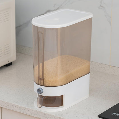 22 Lbs Rice Dispenser, Brown | Large Grain Container Storage, With Lid, Measuring Cylinder, Moisture Proof, For Kitchen Soybean Corn
