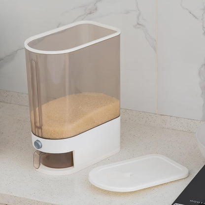 22 Lbs Rice Dispenser, Brown | Large Grain Container Storage, With Lid, Measuring Cylinder, Moisture Proof, For Kitchen Soybean Corn