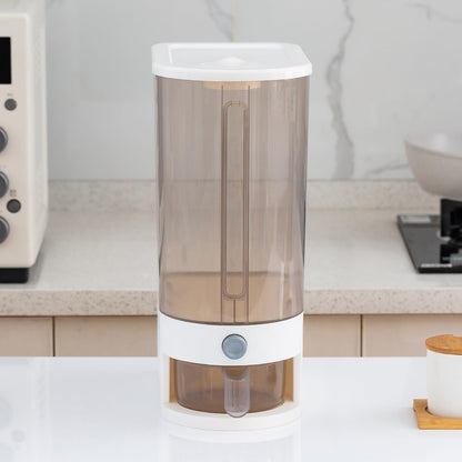 22 Lbs Rice Dispenser, Brown | Large Grain Container Storage, With Lid, Measuring Cylinder, Moisture Proof, For Kitchen Soybean Corn