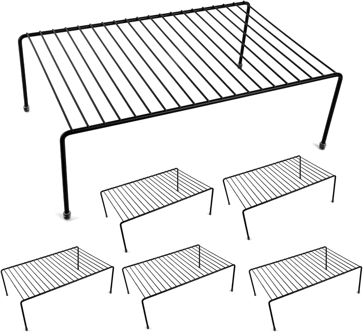 Set of 2 Large (16.1 x 10.2 Inch) Cabinet Storage Shelf Rack, Shelves，Kitchen Counter and Cabinet Shelf, Storage Rack Organizer for Bathroom Cupboard (White)