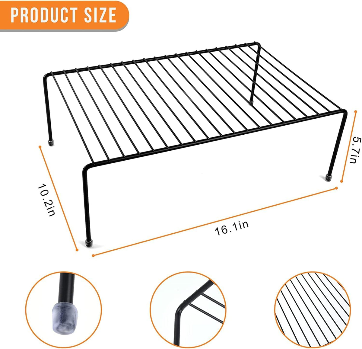 Set of 2 Large (16.1 x 10.2 Inch) Cabinet Storage Shelf Rack, Shelves，Kitchen Counter and Cabinet Shelf, Storage Rack Organizer for Bathroom Cupboard (White)