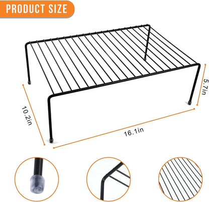 Set of 2 Large (16.1 x 10.2 Inch) Cabinet Storage Shelf Rack, Shelves，Kitchen Counter and Cabinet Shelf, Storage Rack Organizer for Bathroom Cupboard (White)