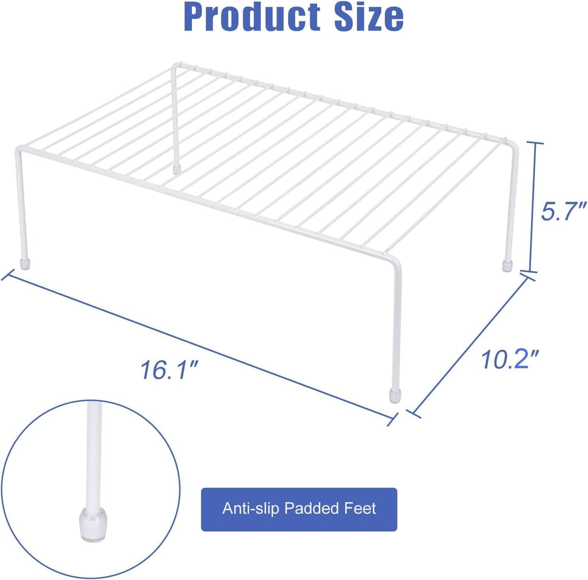 Set of 2 Large (16.1 x 10.2 Inch) Cabinet Storage Shelf Rack, Shelves，Kitchen Counter and Cabinet Shelf, Storage Rack Organizer for Bathroom Cupboard (White)