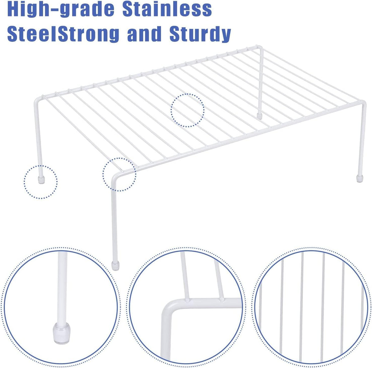Set of 2 Large (16.1 x 10.2 Inch) Cabinet Storage Shelf Rack, Shelves，Kitchen Counter and Cabinet Shelf, Storage Rack Organizer for Bathroom Cupboard (White)