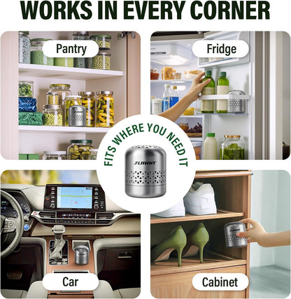 Fridge Deodorizer, Lasts Up to 10 Years, Stainless Steel, Gray