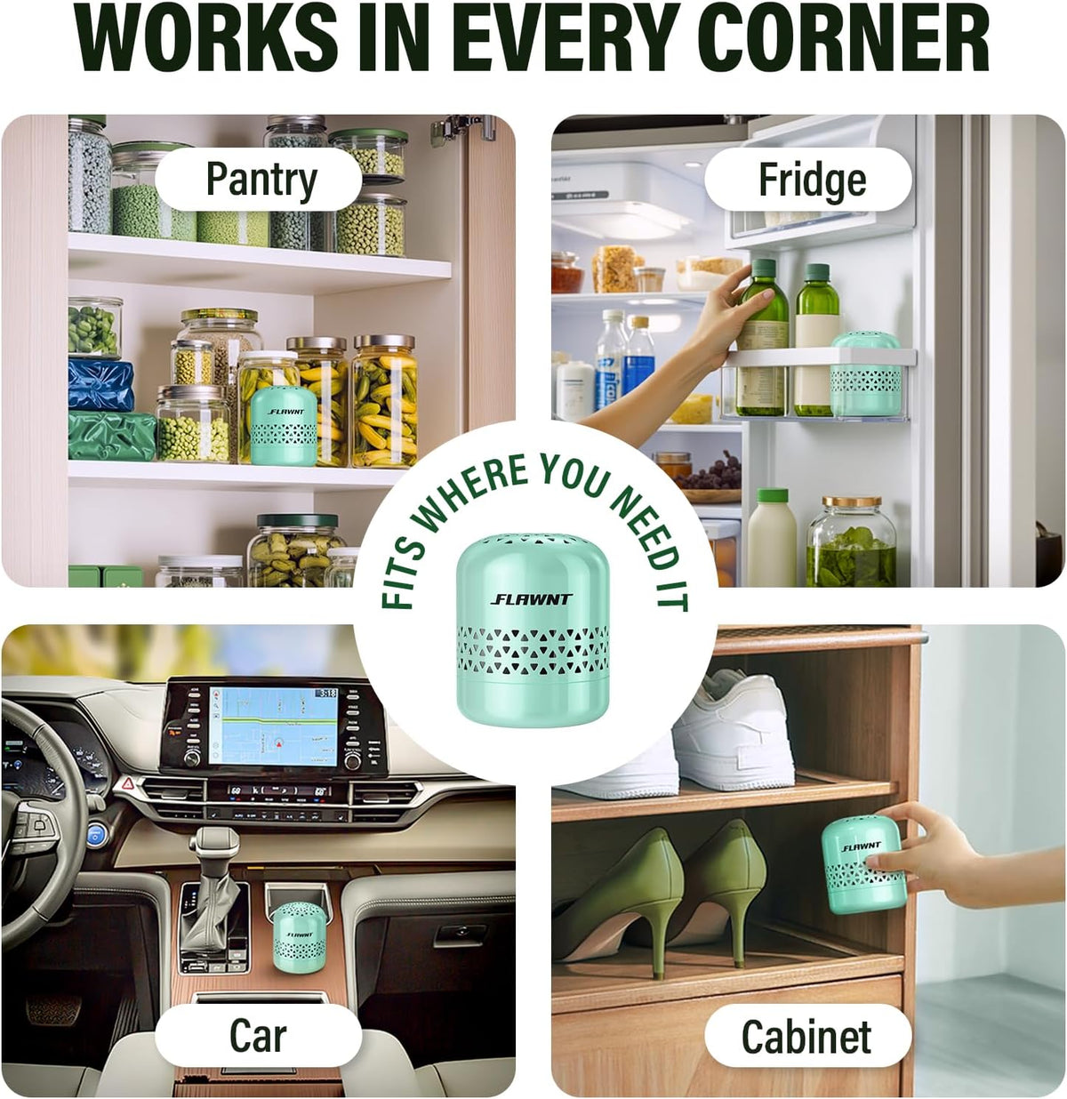 Fridge Deodorizer, Lasts Up to 10 Years, Stainless Steel, Gray