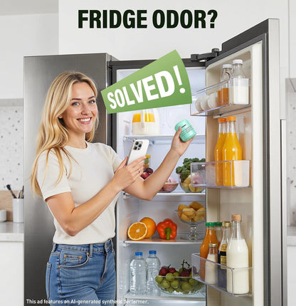 Fridge Deodorizer, Lasts Up to 10 Years, Stainless Steel, Gray